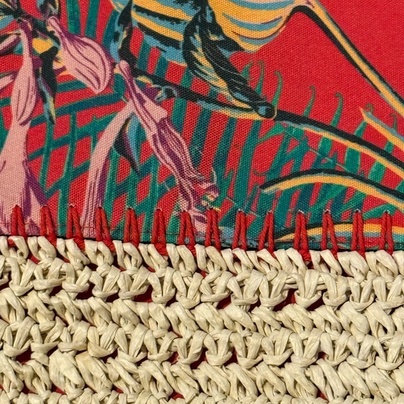 Roxy Red and Beige Tropical Crossbody Bag Vintage - Picture 6 of 12